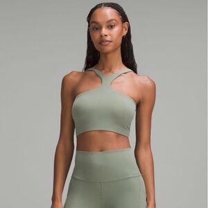 Lululemon Bend This V and Racer Bra Light Support A-C cups Grey Eucalyptus L/XL
